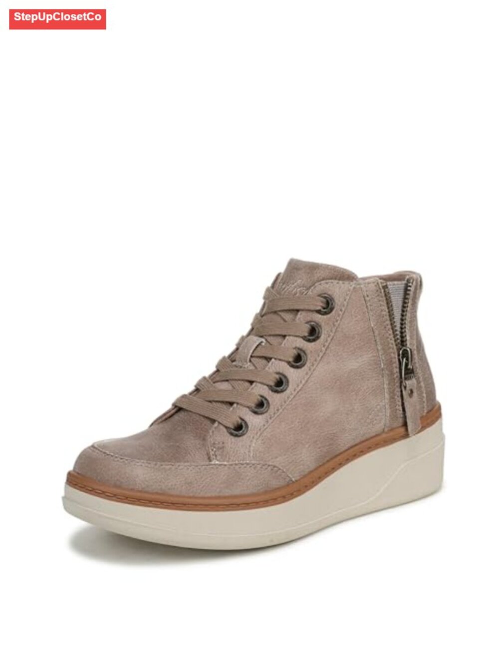 Wedge Sneaker Bootie Faux Leather Faux Suede Lace Up Ankle Boots